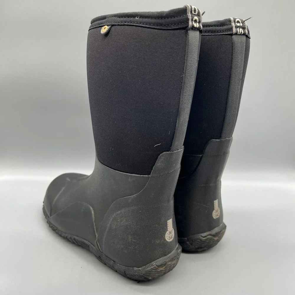 Bogs Boots Boys 4 Black Classic High Waterproof Insulated Snow Winter Rubber